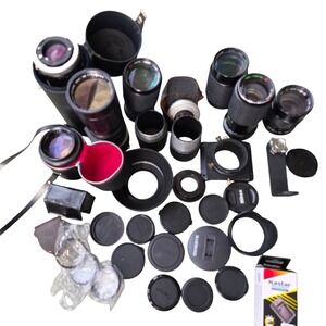 Vintage Camera Lens Lot Vivitar Soligor Tokina 135mm 80-200mm‎ Light Meter Z3